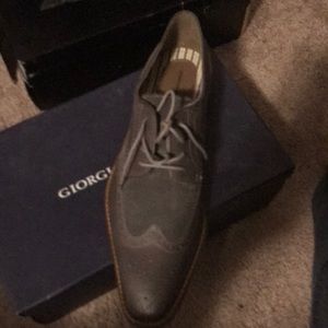 Gray leather/suede lace ups